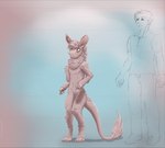 ambiguous_gender anthro big_ears chart digitigrade fur grey_body grey_fur height_chart horizontal_pupils long_tail male pupils short tail inkanyamba_(artist) the_nature_of_predators alien human mammal venlil_(the_nature_of_predators)