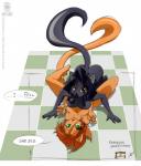 2009 amber_eyes anthro black_body black_fur black_hair breast_squish breasts breasts_frottage brown_body brown_eyes brown_fur brown_hair color_edit colored conditional_dnp cricetid dialogue digital_media_(artwork) domestic_cat duo_focus english_text felid feline felis female female/female fur green_eyes grin group hair hamster jolly_jack_(character) jollyjack kat_vance looking_at_viewer lying mammal nude on_back on_front rodent sequential_art simple_background smile spread_legs spreading squish text third-party_edit translucent translucent_hair vanity_thorn white_background wnxsajuukcor