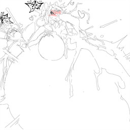 anthro belly big_belly big_breasts blush bodily_fluids breasts cum cum_from_mouth cum_in_mouth cum_inflation cum_inside cum_splatter cum_through duo excessive_cum excessive_genital_fluids featureless_breasts female genital_fluids heart_symbol huge_belly huge_breasts hyper hyper_belly hyper_cum hyper_inflation inflation interrobang male male/female nude open_mouth orgasm sex smile surprised tears opqhlak undertale undertale_(series) temmie_(undertale) felid mammal tem 1:1 hi_res