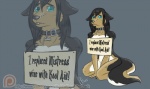 anthro big_eyes biped collar facial_piercing female fur hair kneeling nude patreon_logo piercing pouting sign simple_background solo teal_eyes text website_logo wet keisha_makainn patreon shanys canid canine canis coyote mammal 2015 digital_media_(artwork) english_text url