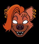 anthro ear_piercing ear_ring eyebrow_piercing facial_piercing female logo piercing ring_piercing aromatic_hyena hibiscus_blossom hyena mammal spotted_hyena alpha_channel