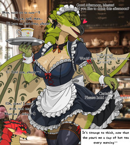 anthro breasts clothed clothing female heart_symbol looking_at_viewer scales text wings wonderin_dragon capcom european_mythology monster_hunter mythology dragon flying_wyvern mythological_creature mythological_scalie rath_wyvern rathian scalie western_dragon wyvern english_text hi_res