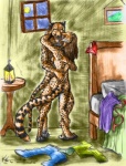 ^_^ after_sex anthro bed bedroom bottomwear clothing detailed_background duo entwined eyes_closed female furniture hug inside intimate lamp lantern licking male male/female nude on_bed pants romantic romantic_couple smile standing tail tongue tongue_out darksilver cheetah felid feline leopard mammal pantherine colored_pencil_(artwork) digital_media_(artwork) mixed_media traditional_media_(artwork)