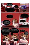 2:3 bastriw bedroom book brown_eyes canid canine canis clothing comic dani_(bastriw) dialogue domestic_dog english_text female fernando_(bastriw) flashback hi_res male mammal studying text yellow_eyes young
