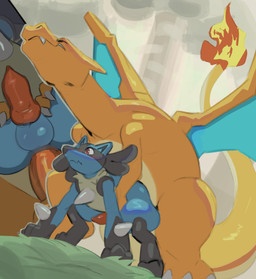anal anal_penetration animal_genitalia animal_penis balls blue_balls blush canine_genitalia canine_penis dominant duo erection feet feral feral_on_feral feral_penetrated feral_penetrating feral_penetrating_feral from_behind_position fur genitals knot larger_dom male male/male male_penetrated male_penetrating male_penetrating_male mounting nude penetration penile penis pink_penis sex size_difference smaller_penetrated tail dangpa nintendo pokemon charizard generation_1_pokemon generation_4_pokemon lucario pokemon_(species) scalie absurd_res digital_media_(artwork) hi_res