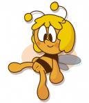 antennae_(anatomy) anthro anus blonde_hair blush female genitals hair pussy solo wings x_anus young young_anthro young_female sunofureiku maya_the_bee_(series) maya_the_bee arthropod bee hymenopteran insect