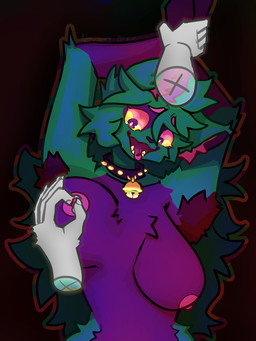 anthro armpit_hair arms_above_head bell bell_collar body_hair breasts collar dominant dominant_pov duo female first_person_view fur hair holding_breast long_hair multicolored_body multicolored_fur nipple_fetish nipple_pinch nipple_play open_mouth pain pinch scared smile solo_focus tongue tongue_out wrist_grab nervouslybrave mammal 3:4 clip_studio_paint_(artwork) digital_media_(artwork) hi_res