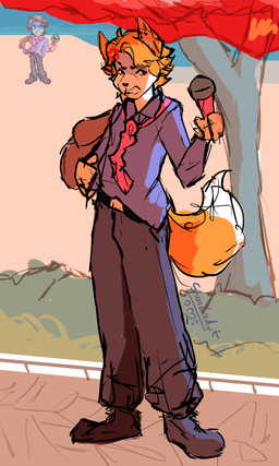 action_pose angry anthro bag belt boots bottomwear clothing dynamic_lighting ears_up electronics fnf footwear hair male microphone necktie pants pose red_hair shirt shoes simple_background solo thick_outline topwear white_background shardie friday_night_funkin' senpai_(fnf) canid canine fox mammal 3:5 absurd_res hi_res shaded