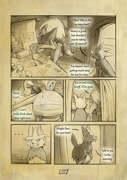 anthro biped cataract claws dialogue duo ellipsis eyes_closed female feral foggy_eyes fur green_eyes hair inside liquid long_hair male open_mouth page_number quadruped teeth text truescorn nintendo pokemon pokemon_mystery_dungeon shadows_for_hire spike_chunsoft clarity_(truescorn) snuff_(truescorn) generation_5_pokemon herdier pokemon_(species) zoroark 2026 absurd_res comic english_text hi_res huge_filesize