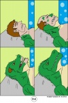 2012 absurd_res anthro comic crocodile crocodilian growth hi_res human male mammal maxime-jeanne muscle_growth muscular reptile scalie snout snout_growth transformation transformation_through_injection