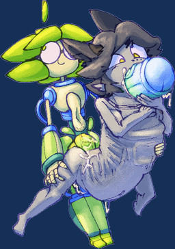 abdominal_bulge ahoge all_the_way_through anthro anthro_penetrated big_penis blue_body blue_penis bodily_fluids cum cum_from_ass cum_from_mouth cum_in_ass cum_in_mouth cum_inside duo eyewear female fur genital_fluids genitals glasses green_body green_hair green_penis grey_body grey_fur grey_hair hair holding_object huge_penis humanoid_on_anthro humanoid_penetrating humanoid_penetrating_anthro hyper hyper_abdominal_bulge hyper_genitalia hyper_penis machine male male/female penetration penis pointy_ears sex simple_background smile transparent_background vein veiny_penis yellow_eyes bitwily midori_(bitwily) canid canine canis humanoid mammal robot robot_humanoid wolf 2024 aliasing alpha_channel digital_media_(artwork) dithering hi_res