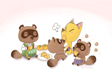 anthro apron blue_apron blue_clothing bottomwear brown_body brown_fur clothing eating eyes_closed food fur group male pants sitting slightly_chubby sweater topwear hellox2 animal_crossing nintendo crazy_redd timmy_nook tom_nook_(animal_crossing) tommy_nook canid canine fox mammal raccoon_dog tanuki 2015 brother_(lore) brothers_(lore) nephew_(lore) sibling_(lore) twins_(lore) uncle_(lore) uncle_and_nephew_(lore)