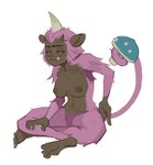 1_horn 4_toes 5_fingers anthro areola biped black_eyebrows black_sclera breasts brown_areola brown_body brown_ears brown_nipples brown_skin closed_frown crossed_legs dipstick_horn eyebrows featureless_crotch feet female female_anthro fingers fungus fur green_horn green_horn_tip half-closed_eyes head_horn horn humanoid_face leaning leaning_forward medium_breasts mouth_closed multicolored_body multicolored_horn mushroom narrowed_eyes navel nipples nude nude_anthro nude_female orange_eyes pink_body pink_fur pink_tail plantigrade prehensile_tail pupils scratching_butt simple_background sitting soles solo tail teeth three-quarter_view toes two_tone_body underbite white_background white_horn amugea capcom monster_hunter congalala haplorhine mammal monkey primate primatius 2025 absurd_res hi_res