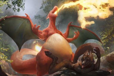 anthro black_pawpads breath_powers brown_body brown_eyes brown_fur claws digitigrade duo elemental_manipulation fangs feral finger_claws fire fire_breathing fire_manipulation flaming_tail fog fur inner_ear_fluff interspecies larger_feral lying male male/male on_front one_eye_closed orange_body orange_scales outside pawpads pokeball raised_tail scales sharp_teeth size_difference smaller_anthro snout standing tail tan_body tan_scales teeth toe_claws tongue tongue_out tuft spectrumshift mythology nintendo pokemon canid canine charizard dragon generation_1_pokemon mammal mythological_creature mythological_scalie pokemon_(species) scalie 2023 3:2 hi_res shaded
