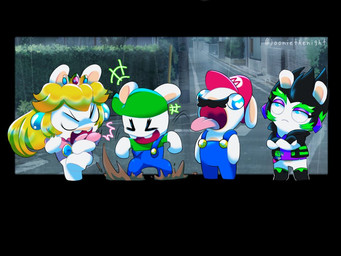 amethyst_(gem) angry anthro arms_bent belt black_boots black_clothing black_facial_hair black_footwear black_hair black_handwear black_jacket black_mittens black_mustache black_topwear blonde_hair blue_clothing blue_ear_piercing blue_eyes blue_overalls boots bottomless bottomless_anthro bottomless_female brick_wall building button_(fastener) closed_frown clothed clothed_anthro clothed_female clothed_male clothing crossed_arms crown derp_eyes ear_piercing empty_eyes eyelashes eyes_closed facial_hair featureless_crotch featureless_limbs female female_anthro footwear frown fully_clothed fully_clothed_anthro fully_clothed_male fur furrowed_brow furrowed_eyebrows gem green_belt green_clothing green_hair green_hat green_headwear green_shirt green_topwear group hair handwear happy hat headgear headwear heart_eyes heart_symbol jacket lidded_eyes light long_ears long_hair looking_up male male_anthro mittens mouth_closed mud multicolored_body multicolored_hair mustache on_one_leg open_belt open_clothing open_jacket open_mouth open_smile open_topwear outside overalls pantsless_anthro pantsless_female pathway photo_background piercing pink_clothing pink_shirt pink_tongue pink_topwear plant purple_clothing purple_ear_piercing purple_eyelids purple_shirt purple_topwear raining ruby_(gem) sapphire_(gem) shirt shoes short_hair shrub smile sparkles sparkling_eyes spiky_hair splash standing straight_arms tan_body tan_inner_ear tan_skin text thin_eyebrows tongue tongue_out topwear torn_clothing torn_shirt torn_topwear tree two_tone_body two_tone_hair wall_(structure) white_body white_fur jooniethenight mario_bros mario_plus_rabbids_kingdom_battle mario_plus_rabbids_sparks_of_hope nintendo raving_rabbids rayman_(series) ubisoft edge_(mario_plus_rabbids) rabbid_luigi rabbid_mario rabbid_peach lagomorph mammal rabbid 2025 4:3 artist_name colored crossover digital_drawing_(artwork) digital_media_(artwork) english_description lighting photography_(artwork) shaded