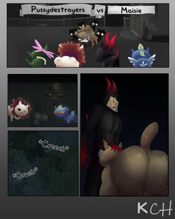 anthro big_butt butt duo fellatio female group male male/female oral penile sex kormorhanycl_(artist) mewgenics maisie_(mewgenics) nyquil_(kormorhanycl) absurd_res comic hi_res