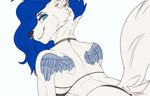 anthro blue_eyes blue_hair female hair smile solo redcreator chelsea_(pearlhead) canid canine canis domestic_dog mammal 2020 digital_media_(artwork)