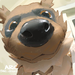 ambiguous_gender black_body black_fur brown_body brown_fur close-up feral fur solo arc_draws nintendo pokemon generation_3_pokemon pokemon_(species) zigzagoon 1:1 2025 hi_res shaded