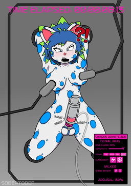 accessory angry anthro balls blush bodily_fluids breast_milking breasts cock_ring edging genitals gynomorph intersex jewelry lactating limb_slot onomatopoeia orgasm_denial orgasm_denial_ring penile penis penis_accessory penis_jewelry penis_milking penis_milking_machine solo sound_effects text timer timer_display wall_bondage sobertodef felid mammal pantherine snow_leopard absurd_res english_text hi_res