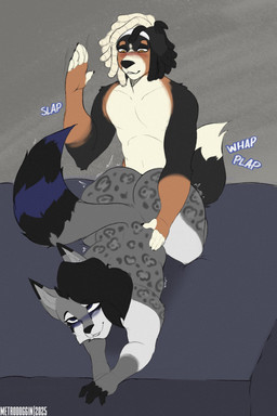 amber_eyes anthro bed bedroom big_butt black_coded blue_blush blue_eyes blue_tail blue_tail_tip blush butt butt_slap dipstick_tail dreadlocks duo female furniture hair male male/female markings multicolored_hair penetration slap spanking tail tail_markings thick_thighs wide_hips jalenarts european_mythology irish_mythology mythology jalen_(jalenarts) rivela_(rivetstheblue) canid canine canis domestic_dog dullahan felid hybrid mammal pantherine procyonid raccoon snow_leopard 2:3 hi_res