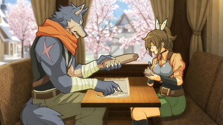 5_fingers cherry cherry_blossom cherry_tree curtains_open duo female fingers flower food fruit fruit_tree inside male plant prunus_(flower) side_view sitting tree superstaryoshi6 canid canine canis human mammal wolf 2025 cel_shading digital_drawing_(artwork) digital_media_(artwork) hi_res procreate_(artwork) shaded