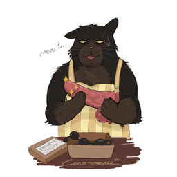 anal_beads anthro apron black_body black_fur bodily_fluids brown_body brown_fur clothing dildo fangs front_view fur gloves_(marking) holding_dildo holding_object holding_sex_toy male markings narrowed_eyes open_mouth overweight overweight_anthro overweight_male sex_toy simple_background solo standing sweat teeth whiskers yellow_apron yellow_clothing yellow_eyes crazydrak the_masterful_cat_is_depressed_again_today yukichi domestic_cat felid feline felis mammal 1:1 2025 dated hi_res signature