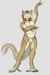 anthro dancing fur hair male nude simple_background slightly_chubby smile solo southern tail linuell linuell_s'eleross sergal 2019 digital_media_(artwork) hi_res