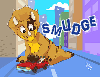 ambiguous_anthro ambiguous_gender anthro black_body black_fur car duo extreme_size_difference facial_horn fur horn kneeling larger_anthro larger_nude larger_young logo macro macro_anthro macro_playing_with_vehicle male male_anthro mouth_closed nose_horn nude nude_anthro nude_macro orange_body playing_with_car playing_with_vehicle size_difference vehicle white_body white_fur yellow_body young young_ambiguous young_anthro young_male pandapaco ceratopsian ceratopsid chasmosaurine dinosaur lagomorph leporid mammal marginocephalian ornithischian prehistoric_species rabbit reptile scalie triceratops artist_logo signature