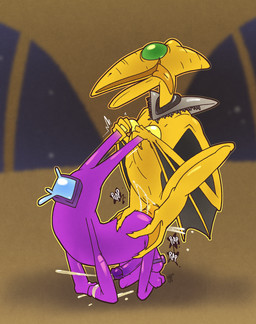 all_fours anal anal_penetration antennae_(anatomy) antennae_grab antennae_pull bodily_fluids cum cum_in_ass cum_inside cum_through cumshot duo ejaculation from_behind_position genital_fluids genitals hands-free long_penis male male/male penetration penis perching_position sex sound_effects waist_grab argon_vile sega space_channel_5 star_control_2 blib alien morolian prehistoric_species pterosaur reptile scalie yehat hi_res