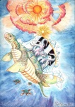 ambiguous_gender fantasy feral group space trunk tusks kekpafrany discworld the_great_a'tuin chelys_galactica elephant elephantid mammal proboscidean reptile scalie sea_turtle turtle 2011 colored colored_pencil_(artwork) hi_res mixed_media painting_(artwork) pen_(artwork) traditional_media_(artwork) watercolor_(artwork)