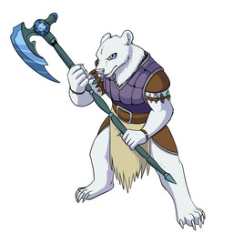 anthro armor axe female fur melee_weapon pink_nose simple_background solo tribal tribal_clothing weapon white_background white_body white_fur foxenawolf bear mammal polar_bear ursine 1:1
