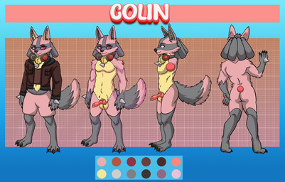 animal_genitalia animal_penis anthro balls black_body black_claws black_fur bottomless bottomwear brown_clothing brown_jacket brown_shirt brown_topwear canine_genitalia canine_penis chest_spike claws clothed clothing electronics erection eyewear finger_claws fur genitals glasses hand_spike headphones headphones_around_neck jacket knot knotted_penis male multicolored_tail navel nude penis red_body red_bottomwear red_clothing red_eyes red_fur red_headphones red_shorts shirt shorts solo spikes spikes_(anatomy) tail tan_balls tan_body tan_fur timmx toe_claws topless topwear nintendo pokemon colin_(colinthelucario) generation_4_pokemon lucario pokemon_(species) absurd_res hi_res model_sheet