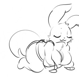 anthro anthrofied big_breasts big_ears big_tail breasts broken_zipper cheek_tuft chest_tuft clothing exposed_breasts eyelashes facial_tuft female fluffy fluffy_tail long_eyelashes nipples open_mouth shocked small_nose solo tail tuft wardrobe_malfunction zipper_jumpsuit englam nintendo pokemon eevee generation_1_pokemon pokemon_(species) 1:1 2025 alternate_version_at_source animated digital_drawing_(artwork) digital_media_(artwork) loop monochrome sketch