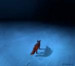 ambiguous_gender detailed_background feral fur light moonlight night orange_body orange_fur rear_view snow solo standing civetstranj canid canine fox mammal 2019 signature