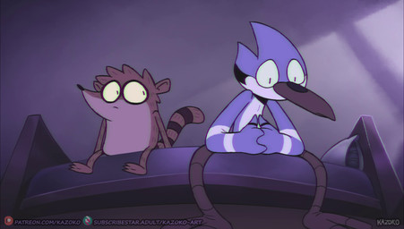 2_toes 3_toes 4_fingers alarm_clock annoyed anthro anthro_on_anthro beak bed bed_covers bed_sheet bedding bedroom bedroom_eyes black_body black_feathers blue_body blue_feathers brick brown_body brown_fur building caption chimney clenched_teeth clock cloud countershade_face countershade_fur countershade_torso countershading detailed_background dialogue drawer duo eye_contact eyemask eyes_closed eyewear facial_markings feathers featureless_crotch feet fingers fingers_together floor fur furniture furniture_lamp grunting gulp_(sound_effect) hand_on_leg hand_on_window handle hands_folded hands_on_knees hands_on_legs head_markings headboard hitting holding_object house imminent_sex inside kick looking_at_another lube lube_bottle male male/male markings mask_(marking) moan narrowed_eyes nervous night nightstand nodding nodding_head nudging null obscured_sex offscreen_sex on_bed outside pillow plant punch ring_(marking) ringed_tail rooftop seductive sex sitting sitting_on_bed size_difference star stealth_sex striped_body striped_fur striped_markings striped_tail stripes surprised swallowing tail tail_feathers tail_markings talons tan_body tan_fur teeth text toes tongue tree tuft tufted_fur wall_(structure) white_body white_feathers window wood wood_floor yelling conditional_dnp kazoko_(artist) cartoon_network patreon regular_show subscribestar mordecai_(regular_show) rigby_(regular_show) avian bird blue_jay corvid jay_(bird) mammal new_world_jay oscine passerine procyonid raccoon alternate_version_at_source animated hi_res multiple_scenes no_sound short_playtime video