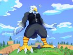 anthro clothed clothing looming macro male arexualex animal_crossing nintendo apollo_(animal_crossing) kyle_(animal_crossing) accipitrid accipitriform avian bald_eagle bird canid canine canis eagle mammal sea_eagle wolf 2020 hi_res