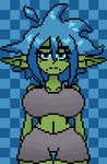 blue_eyes blue_hair bra clothing female green_body hair not_furry solo underwear lucidnightmarezz charli_(twistingtoxic) goblin humanoid animated digital_media_(artwork) pixel_(artwork) pixel_animation short_playtime