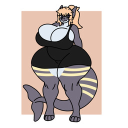 anthro big_breasts breasts clothing dress female huge_breasts hyper hyper_breasts short_dress solo thick_thighs haosafterdark jennifer_(haosafterdark) aquatic fish shark 1:1 absurd_res hi_res