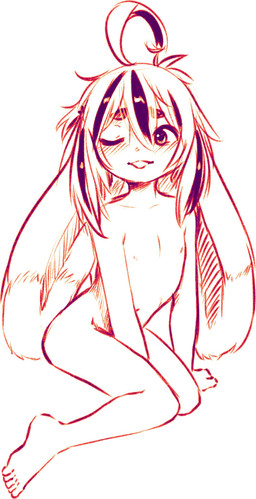 5_toes ambiguous_gender anthro big_ears blush butt eyebrows feet hair humanoid_feet mouth_closed navel nipples nude one_eye_closed orange_body plantigrade simple_background solo sticker_pack teeth toes white_background young young_ambiguous aogami lagomorph leporid mammal rabbit 2025 digital_drawing_(artwork) digital_media_(artwork) hi_res line_art monochrome
