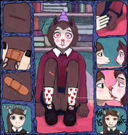 anthro anus band-aid bandage black_clothing black_footwear black_shoes blood blood_in_mouth blood_kiss blood_on_face blush bodily_fluids book brown_body brown_fur brown_hair burdock_(flower) clothed clothing duo female female/female fist footwear fur genitals gore green_wallpaper hair heart_eyes heart_symbol long_hair no_underwear nosebleed pink_nose red_clothing red_sweater red_topwear scratches shelf shirt shoes socks sweater text topwear touching_hand vulva white_clothing white_shirt white_topwear young young_female sipoocha cartoon_network summer_camp_island betsy_spellman hedgehog_(sci) animal_humanoid canid canine equid equine eulipotyphlan eulipotyphlan_humanoid felid feline hedgehog_humanoid humanoid mammal mammal_humanoid absurd_res hi_res