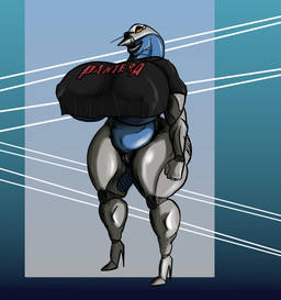 abstract_background aircraft anthro big_breasts breasts clothing crop_top female footwear high_heels huge_breasts hyper hyper_breasts lips machine muscular navel nipples nipples_visible_through_clothing shirt shoes smile solo thick_lips thick_thighs topwear vehicle monagarmr pantera aeromorph humanoid living_aircraft living_machine living_vehicle absurd_res hi_res