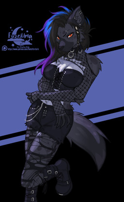alternative_fashion anthro biped boots bottomwear breasts claws clothed clothed_anthro clothed_female clothing collar combat_boots corset countershade_torso countershading ear_piercing eyebrow_piercing facial_piercing female fingers fishnet_clothing fishnet_topwear footwear front_view fully_clothed fully_clothed_anthro fully_clothed_female fur goth hair highlights_(coloring) leggings legwear lingerie looking_at_viewer piercing shoes solo standing tail topwear torn_clothing torn_leggings torn_legwear fleet-foot hyena mammal 2026 digital_drawing_(artwork) digital_media_(artwork) hi_res
