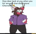 anthro antlers brown_hair clock clothed clothing emoji front_view green_eyes hair hand_in_pocket hands_in_both_pockets horn long_hair looking_at_viewer male pockets ponytail solo standing text watch wristwatch stagshack ifunny honey_(stagshack) absurd_res english_text hi_res meme