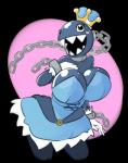 alternate_species big_breasts blush breasts chain clothed clothing crown dress female headgear huge_breasts looking_at_viewer not_furry open_mouth sharp_teeth simple_background smile solo super_crown teeth thick_thighs elpatrixf mario_bros nintendo chompette chain_chomp humanoid 2018 alpha_channel digital_media_(artwork)