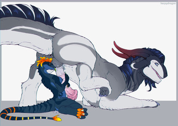 animal_genitalia animal_penis anthro anthro_on_feral anus balls bestiality black_body black_fur blue_body blue_claws blue_eyes blue_fur butt claws duo equine_genitalia equine_penis erection female female_anthro female_on_feral feral flared_penis fur genitals grey_body grey_fur horn hugging_penis larger_feral larger_male looking_back male male/female male_feral male_on_anthro medial_ring penis pink_anus pink_penis red_horn servicing_from_below size_difference smaller_anthro smaller_female teeth white_body white_claws white_fur herpydragon mythology bovid caprine dinosaur dragon felkin furred_dragon furred_scalie hybrid mammal mythological_creature mythological_scalie prehistoric_species reptile scalie hi_res