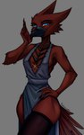 anthro cleavage_cutout clothing cutout evening_dress feathers female legwear ovrona solo stockings tail hahazzar avian bird corvid corvus_(genus) oscine passerine absurd_res hi_res