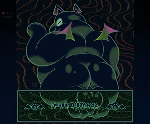abstract_background antennae_(anatomy) anthro anus backsack balls barely_visible_anus belly bent_legs big_arms big_balls big_belly big_butt black_background black_body border butt claws dominant dominant_male dominating_viewer feet_cupped_balls gender_symbol genitals glistening glistening_balls glistening_butt glistening_genitalia glowing glowing_eyes huge_belly kneeling looking_at_viewer looking_back male male_symbol meta_humor nude nude_male obese overweight paw_pose paws perineum pose presenting presenting_balls presenting_hindquarters pseudo_ears rear_view simple_background small_wings smile solo symbol text text_box thick_thighs toe_claws video_game_reference wings spooky_dune creepypasta misfortune.gb arthropod demon insect english_text hi_res signature