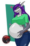 anthro belly big_belly clothing crop_top female navel pregnant pregnant_female shirt solo topwear strikersedge saki fish marine shark 2:3