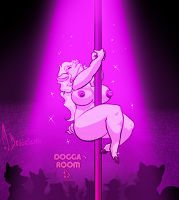 anthro areola breasts dancing female glistening glistening_body group nipples pole pole_dancing doggasaurio domestic_pig mammal suid suine sus_(pig) digital_media_(artwork)