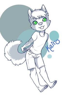 anthro chibi fur hair hands_behind_back looking_at_viewer male smile solo standing tongue tongue_out redpixie canid canine mammal